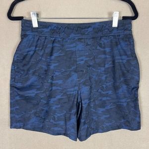 Mack Weldon Athletic Shorts Mens M Blue Camo Elastic Waist w‎ Drawstring Lined